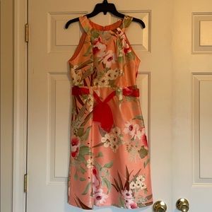 Sleeveless pink floral dress